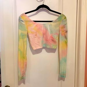 Tie-dye forever21 cropped long sleeve top! Stylish!